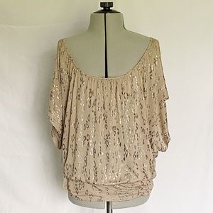 Y2K 90s Express Animal Print Dolman Sleeves Dressy Knit Top Women's Size SM